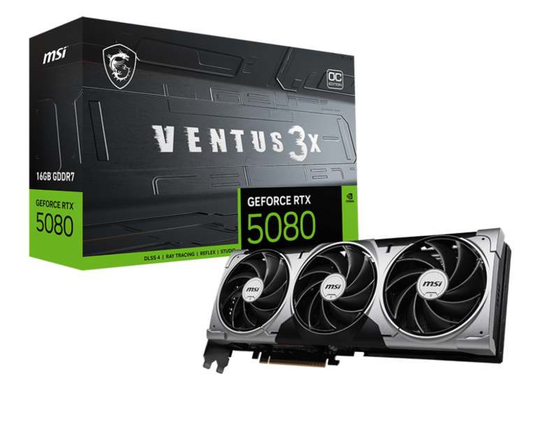 MSI GeForce RTX 5080 16G Ventus 3X OC GDDR7 DLSS4 1*HDMI/3*DP PCi Ex 5.0 16x