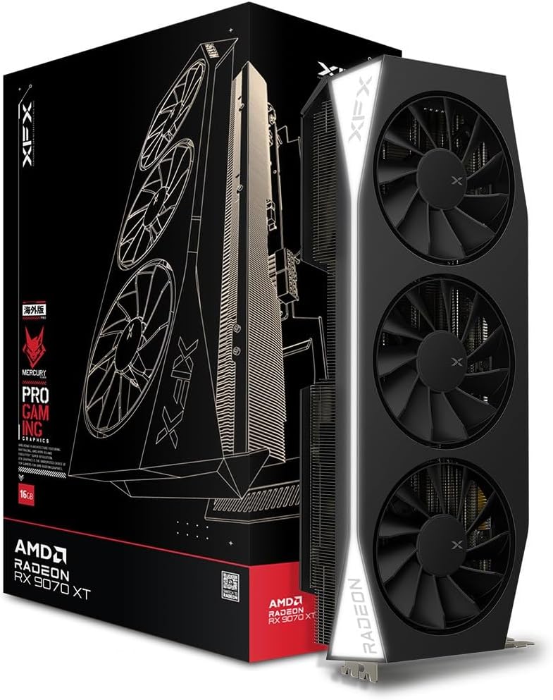 XFX Mercury AMD Radeon RX 9070XT Gaming Edition (NON OC) con 16 GB di GDDR6 HDMI 3xDP, AMD RDNA™ 4 (RX-97TMERCB9)