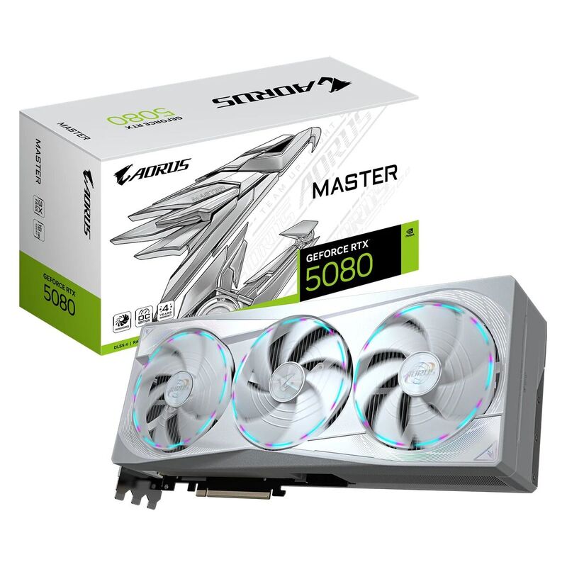 GIGABYTE AORUS GeForce RTX 5080 Master ICE 16GB GDDR7 DLSS4 1*HDMI/3*DisplayPort PCi Ex 5.0 16x