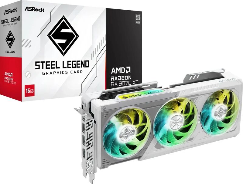 AMD ASRock Radeon RX 9070 XT 16GB Steel Legend Bianco