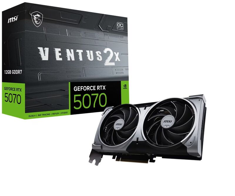 MSI GeForce RTX 5070 12G Ventus 2X OC 12GB GDDR7 DLSS4 1*HDMI/3*DisplayPort PCi Ex 5.0 16x