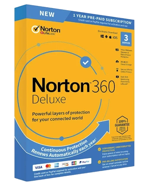 Norton 360 Deluxe - 1 Utente - 3 Dispositivi - 1 Anno