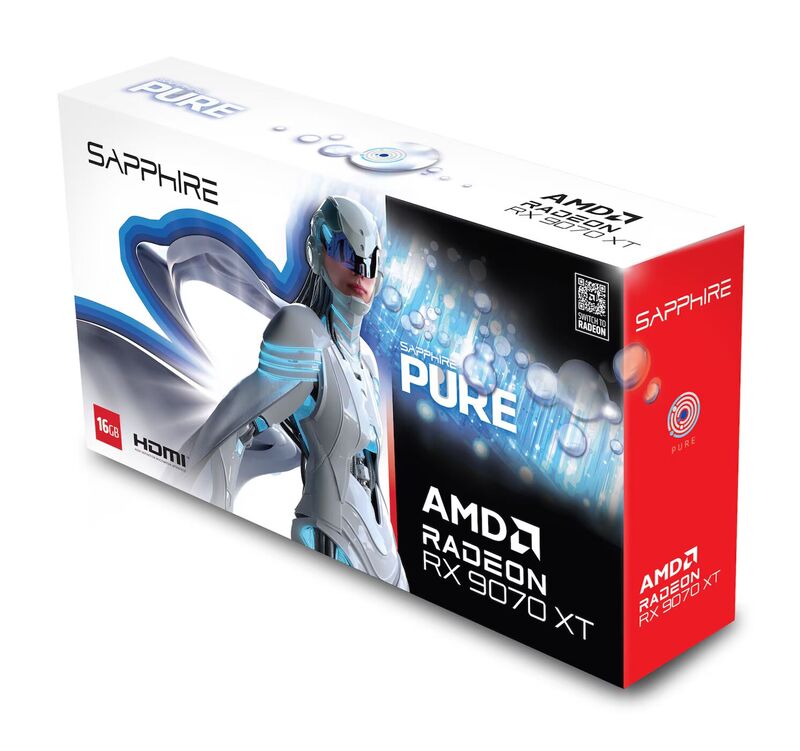 AMD Sapphire PURE Radeon RX 9070 XT 16GB GDDR6 Bianco